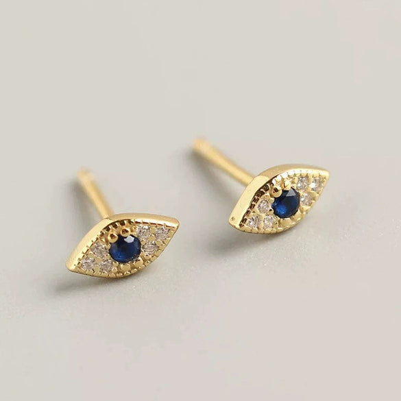 Wholesale S925 Silver Pin Earrings For Women With Geometric Devil's Eye Design And Electroplating