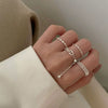 Wholesale S925 Silver Plated Copper Women's Retro Creative Pull Small Ring With Flower Chain Tassel And Geometric Pattern