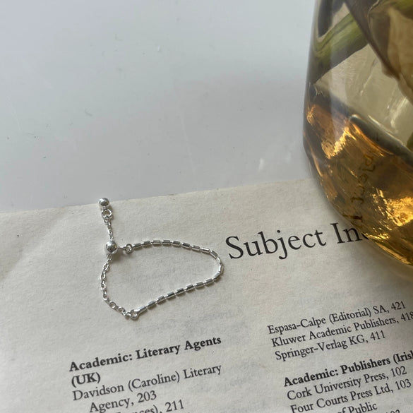 Wholesale S925 Silver Plated Copper Women's Retro Creative Pull Small Ring With Flower Chain Tassel And Geometric Pattern