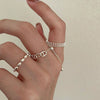 Wholesale S925 Silver Plated Copper Women's Retro Creative Pull Small Ring With Flower Chain Tassel And Geometric Pattern