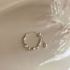 Wholesale S925 Silver Plated Copper Women's Retro Creative Pull Small Ring With Flower Chain Tassel And Geometric Pattern