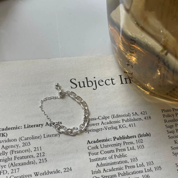 Wholesale S925 Silver Plated Copper Women's Retro Creative Pull Small Ring With Flower Chain Tassel And Geometric Pattern
