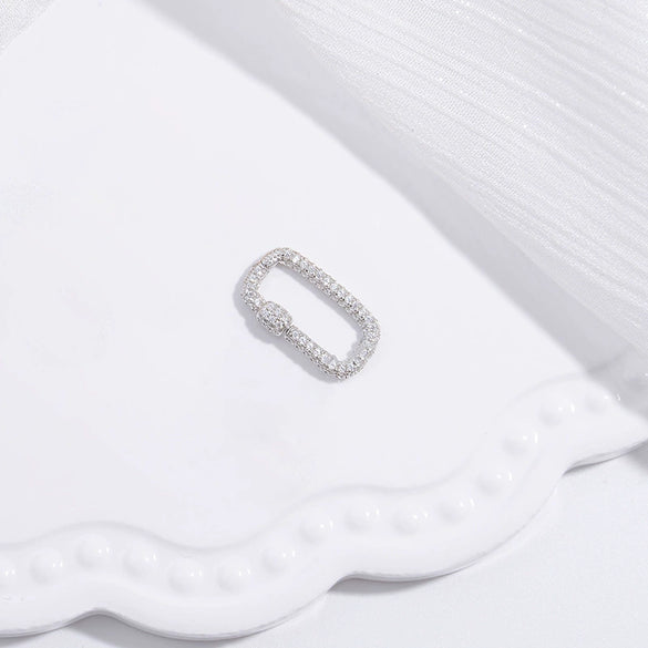 Wholesale S925 Silver Rectangular Detachable Buckle Zirconia Diy Pearl Emerald Bracelet Necklace