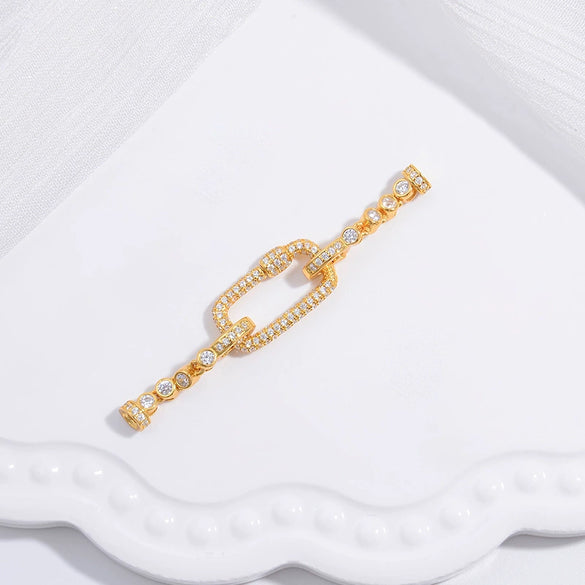 Wholesale S925 Silver Rectangular Detachable Buckle Zirconia Diy Pearl Emerald Bracelet Necklace