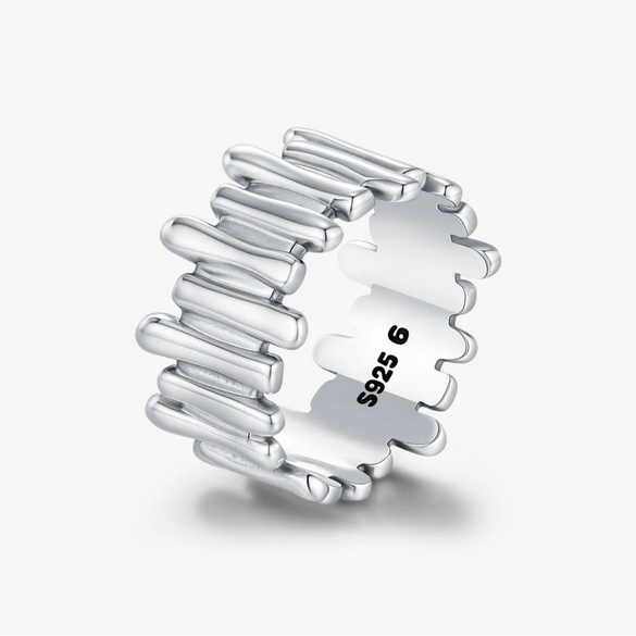 Wholesale S925 Silver Retro Asymmetrical Design Ring For Women