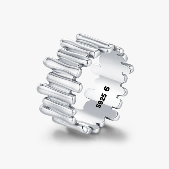 Wholesale S925 Silver Retro Asymmetrical Design Ring For Women