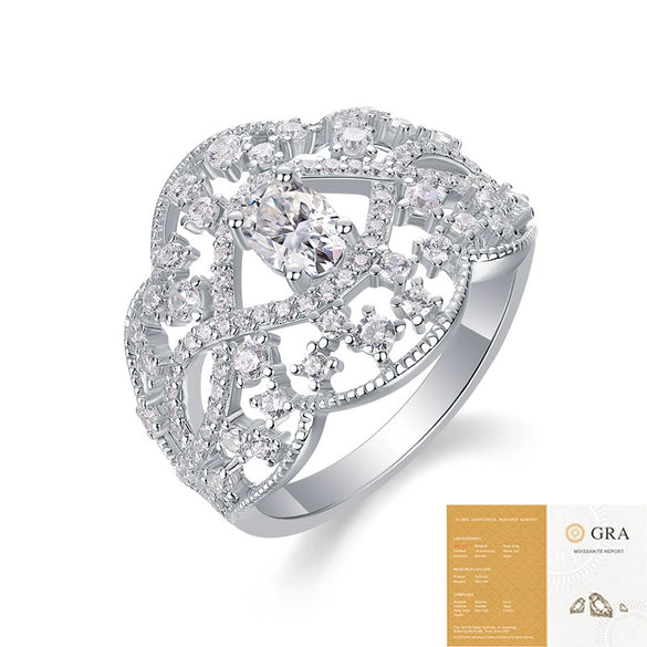 Wholesale S925 Silver Ring Set With Diamonds Geometric Style For Women