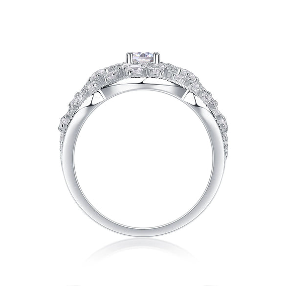 Wholesale S925 Silver Ring Set With Diamonds Geometric Style For Women