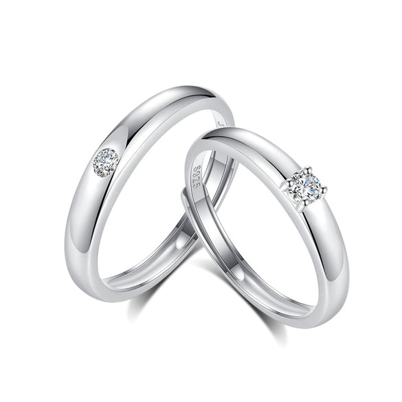 Wholesale S925 Silver Ring With Single Zircon Geometric Pattern For Couples
