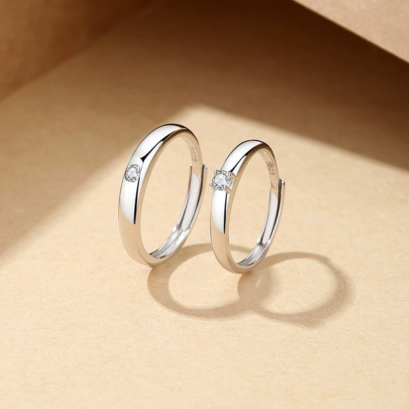 Wholesale S925 Silver Ring With Single Zircon Geometric Pattern For Couples