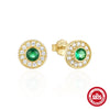 Wholesale S925 Silver Round Cat's Eye Earrings For Women With Retro Elegant Style And Geometric Design Electroplated