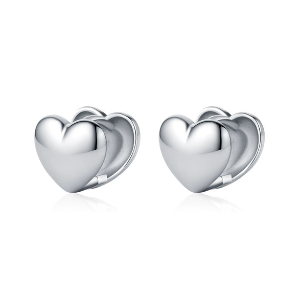 Wholesale S925 Silver Simple Doublesided Heartshaped Electroplated Earrings For Women