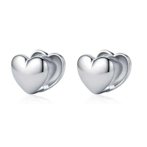 Wholesale S925 Silver Simple Doublesided Heartshaped Electroplated Earrings For Women