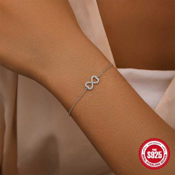 Wholesale S925 Silver Simple Geometric Bracelet With Love Design And Electroplating For Unisex