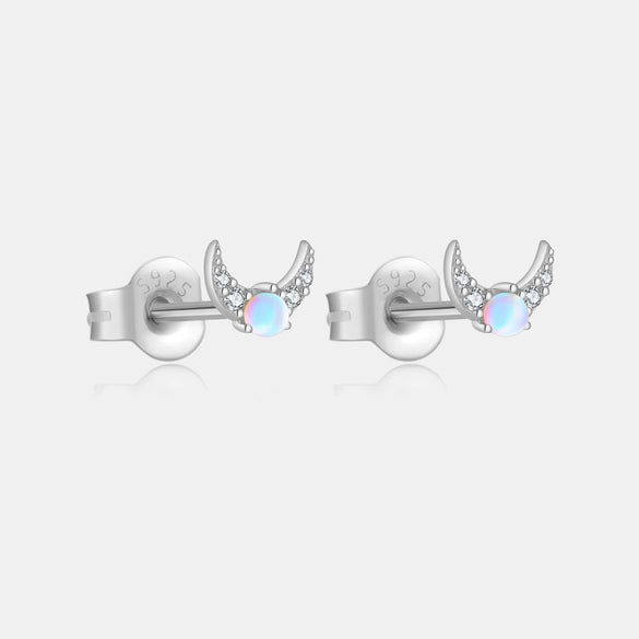 Wholesale S925 Silver Small Blue Moon Gradient Round Bead Earrings For Women With Platinum Or 18K Gold Electroplating Simple Style
