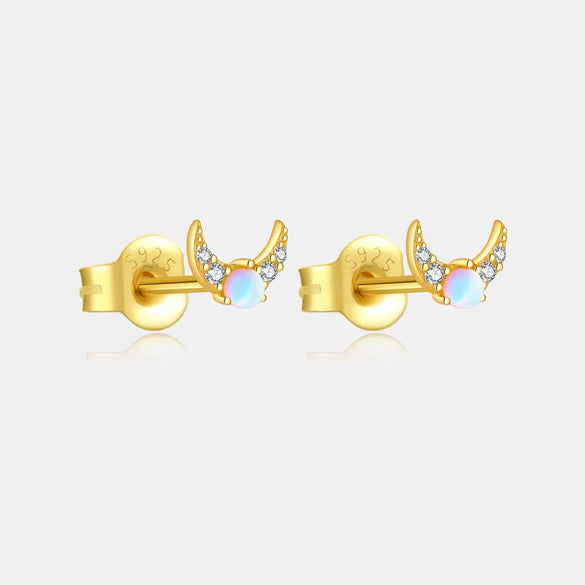 Wholesale S925 Silver Small Blue Moon Gradient Round Bead Earrings For Women With Platinum Or 18K Gold Electroplating Simple Style