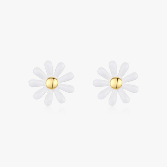 Wholesale S925 Silver Small Flower Stud Earrings With Epoxy Treatment For Women