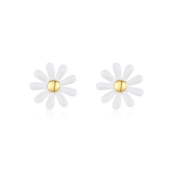 Wholesale S925 Silver Small Flower Stud Earrings With Epoxy Treatment For Women
