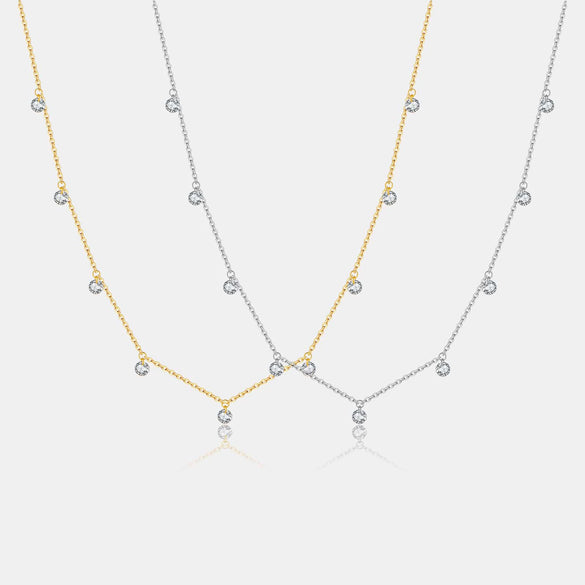 Wholesale S925 Silver Small Round Bead Necklace With Multi Diamond Geometric Design Electroplated In Platinum Or 18K Gold Fashion Clavicle Chain Niche Design