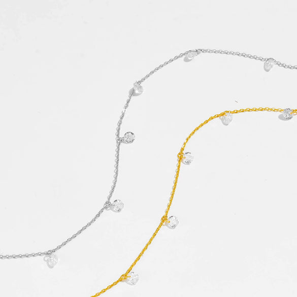 Wholesale S925 Silver Small Round Bead Necklace With Multi Diamond Geometric Design Electroplated In Platinum Or 18K Gold Fashion Clavicle Chain Niche Design