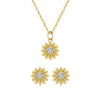 Wholesale S925 Silver Sunflower Geometric Jewelry Set For Women With Light Luxury Temperament Necklace And Earrings With Clavicle Chain