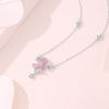 Wholesale S925 Silver Tassel Peach Blossom Geometric Natural Style Diamond Inlaid Necklace For Women