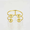 Wholesale S925 Silver Ushaped Fourball Adjustable Opening Ring With Electroplating For Women