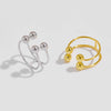 Wholesale S925 Silver Ushaped Fourball Adjustable Opening Ring With Electroplating For Women