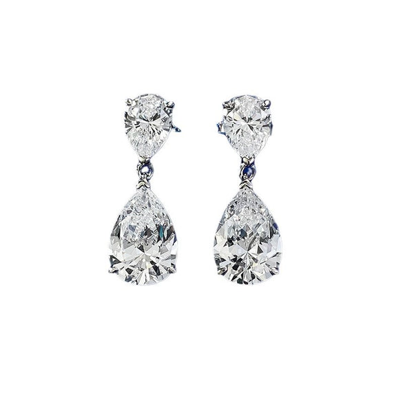 Wholesale S925 Silver Water Drop Earrings With High Carbon Diamond And Geometric Pattern Electroplated For Women Light Luxury Style