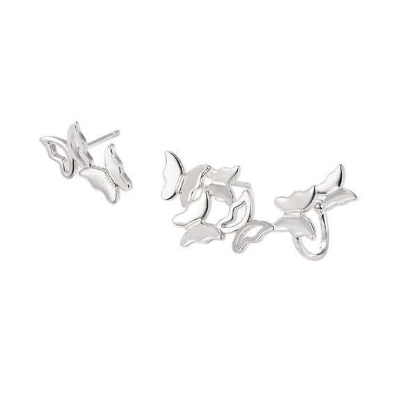 Wholesale S925 Silver Women's Asymmetric Flexible Butterfly Animal Zodiac Fashionable Light Luxury Electroplated Earrings