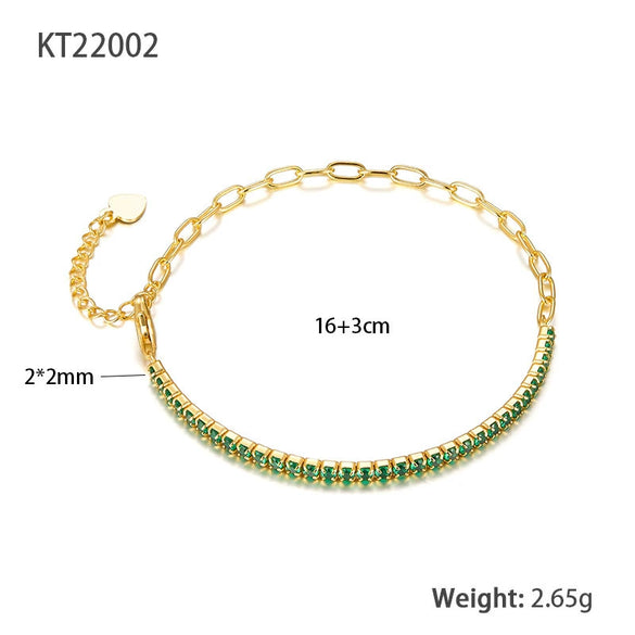Wholesale S925 Silver Women's Bracelet Fully Inlaid With Zircon Geometric Style Hand Ornament Jewelry