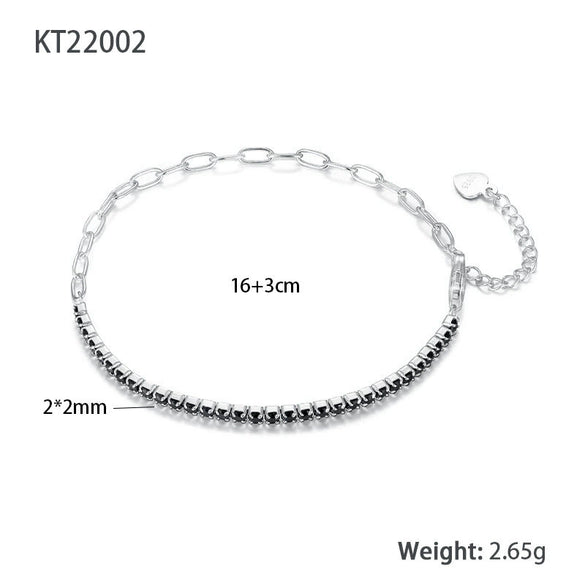 Wholesale S925 Silver Women's Bracelet Fully Inlaid With Zircon Geometric Style Hand Ornament Jewelry