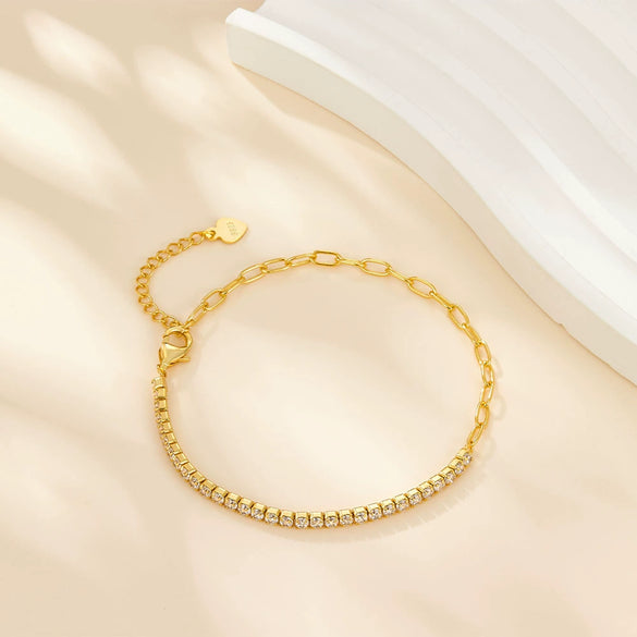 Wholesale S925 Silver Women's Bracelet Fully Inlaid With Zircon Geometric Style Hand Ornament Jewelry