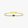 Wholesale S925 Silver Women's Bracelet With Geometric Pattern And Micro Inlay Artificial Diamond And Green Zirconium
