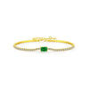 Wholesale S925 Silver Women's Bracelet With Geometric Pattern And Micro Inlay Artificial Diamond And Green Zirconium