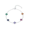 Wholesale S925 Silver Women's Bracelet With Loving Princess Dopamine Color Matching Lucky Four Leaf Clover And Flower Shape Set With Diamonds