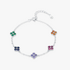 Wholesale S925 Silver Women's Bracelet With Loving Princess Dopamine Color Matching Lucky Four Leaf Clover And Flower Shape Set With Diamonds