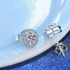 Wholesale S925 Silver Women's Classic Simple Round Bag Moissanite Earrings With Crown Pattern And Electroplating Treatment