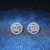 Wholesale S925 Silver Women's Classic Simple Round Bag Moissanite Earrings With Crown Pattern And Electroplating Treatment