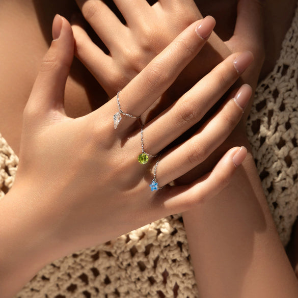 Wholesale S925 Silver Women's Geometric Pendant Ring With Multi Color Diamond And Adjustable Chain Electroplated Hand Jewelry