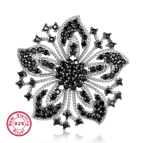 Wholesale S925 Silver Women's Retro Brooch With Snowflake Design And Colorful Zirconium Inlay