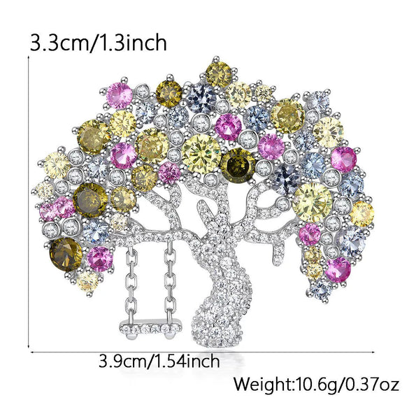 Wholesale S925 Silver Women's Retro Brooch With Snowflake Design And Colorful Zirconium Inlay