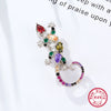 Wholesale S925 Silver Women's Retro Brooch With Snowflake Design And Colorful Zirconium Inlay