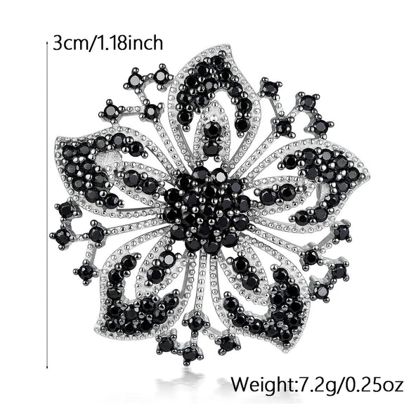 Wholesale S925 Silver Women's Retro Brooch With Snowflake Design And Colorful Zirconium Inlay