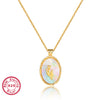 Wholesale S925 Silver Women's Retro Elegant Clavicle Chain With Stereo Tulip White Motherofpearl Pendant And Electroplating Treatment
