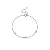 Wholesale S925 Silver Women's Simple Three Stone Classic Thin Chain Stacked Bracelet With Geometric Design And Electroplating Treatment