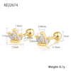 Wholesale S925 Silver Zircon Geometric Small Crown Earrings For Women