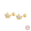 Wholesale S925 Silver Zircon Geometric Small Crown Earrings For Women