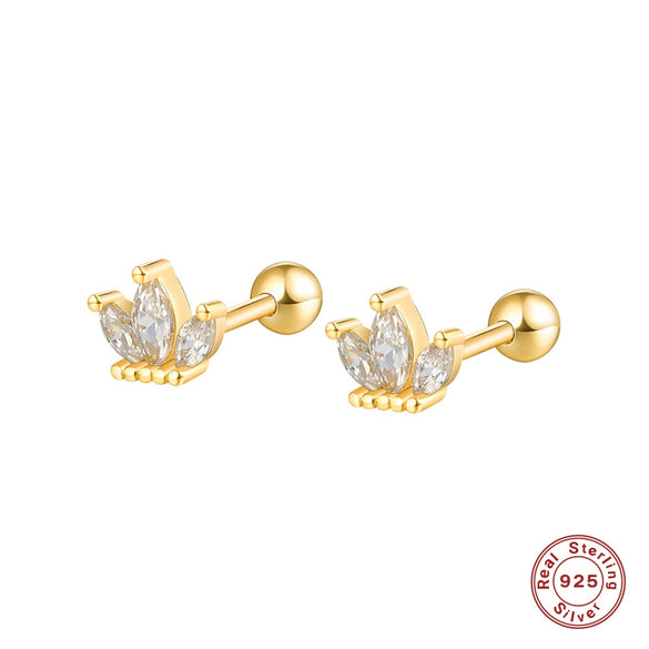 Wholesale S925 Silver Zircon Geometric Small Crown Earrings For Women