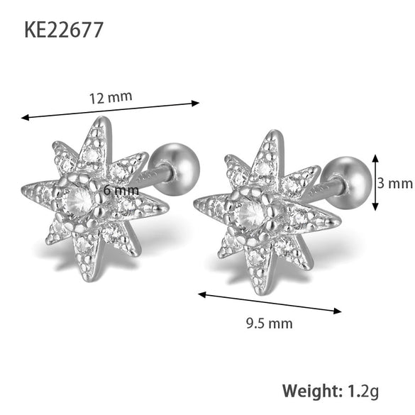 Wholesale S925 Silver Zircon Star Earrings For Women